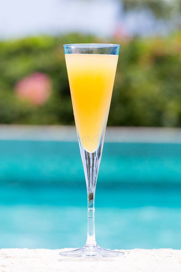 Glass of Bellini Cocktail on Decorated Table Stock Image Image of