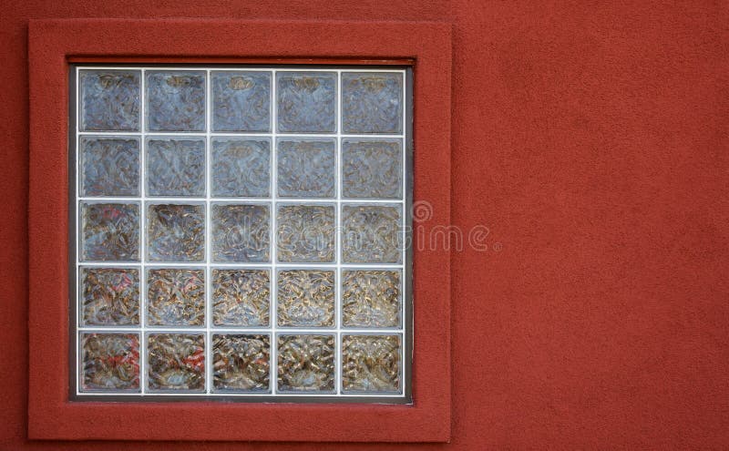 Glass block window red wall