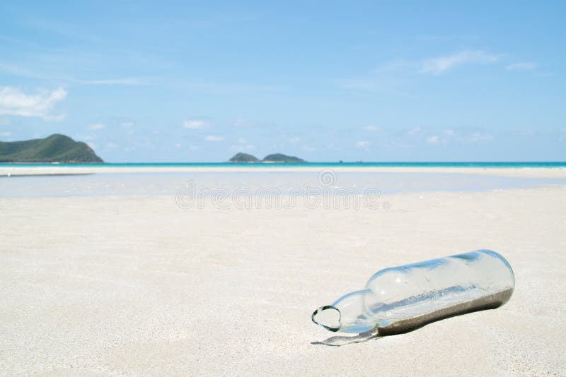 Glass Bottle On Beach Stock Photo Image 54018111