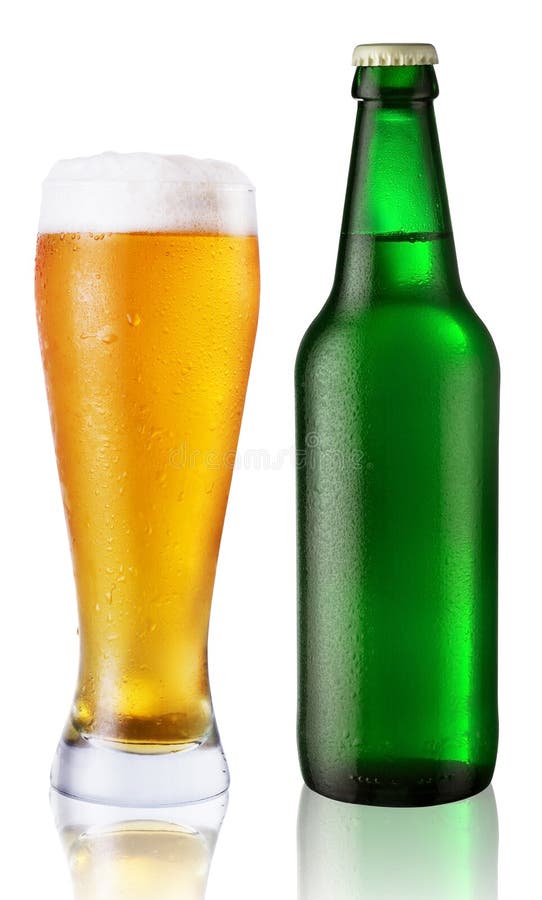 Glass and bottle of beer