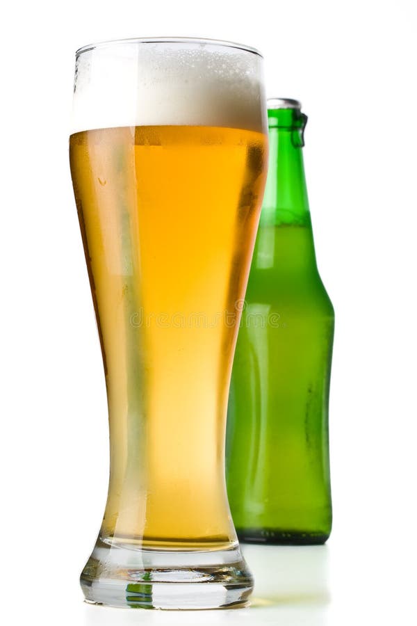 Glass and bottle of beer