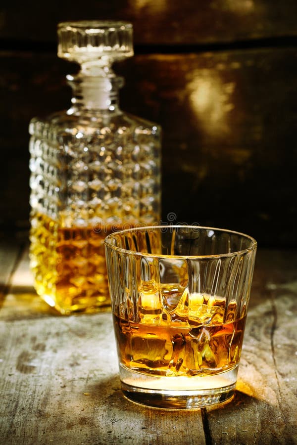 Glass And Bottle Of Hard Liquor Stock Image - Image of malt, liquor