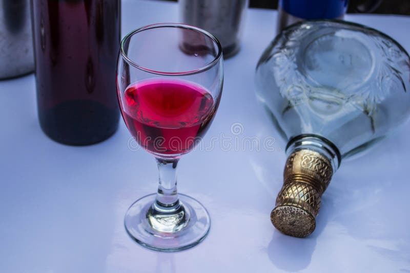 Glass and Bottle at Parties. Stock Image Image of decoration, bottle