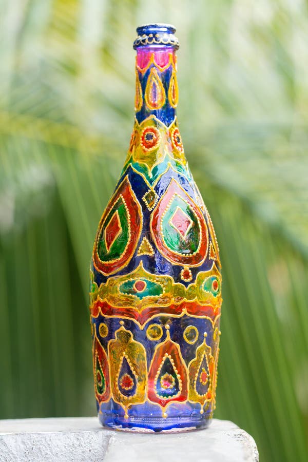 Glass bottle with patterns stock image. Image of decor 114499865