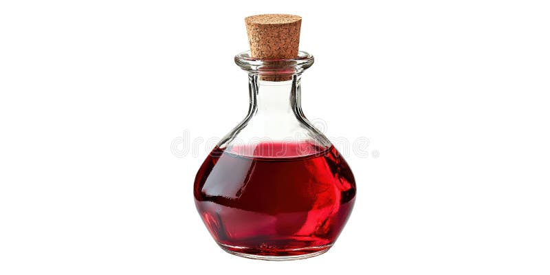 Glass Bottle With Red Liquid Isolated on Transparent Background stock images