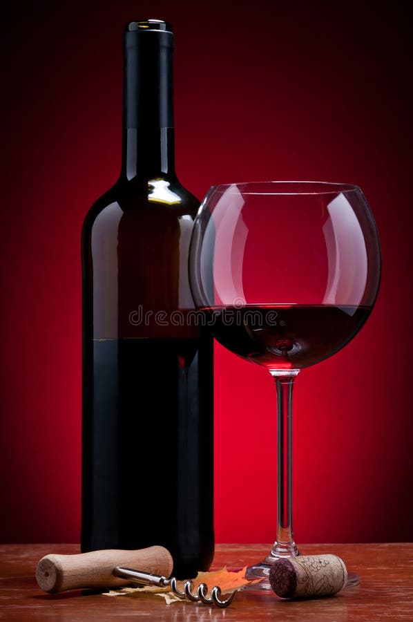Glass and Bottle of Red Wine Stock Image Image of alcohol, still 25114327