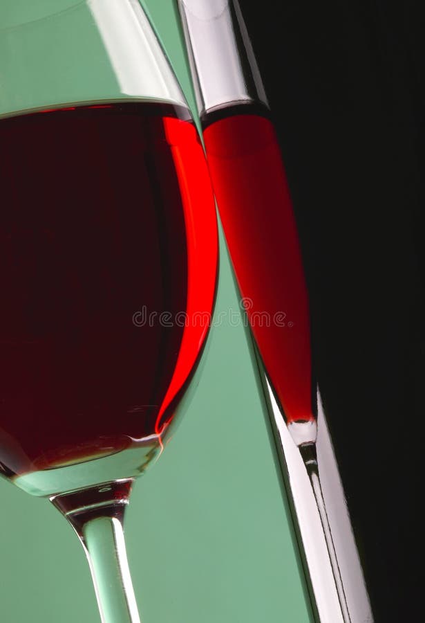 Glass and bottle of red wine