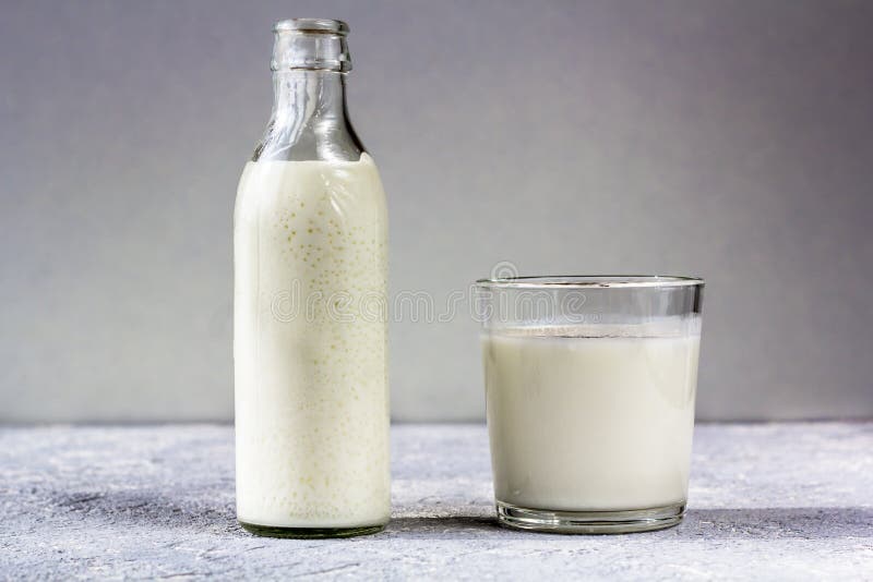 Glass bottle and glass of yogurt royalty free stock image Glass bottle and glass of yogurt royalty free stock image