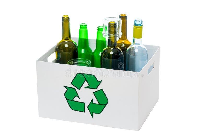 Glass Bottles Inside a Glass Recycling Stock Photo Image of container