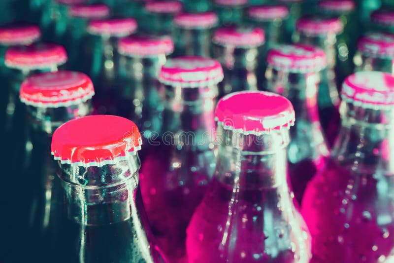 Glass bottles with soft drinks stock photos Glass bottles with soft drinks stock photos