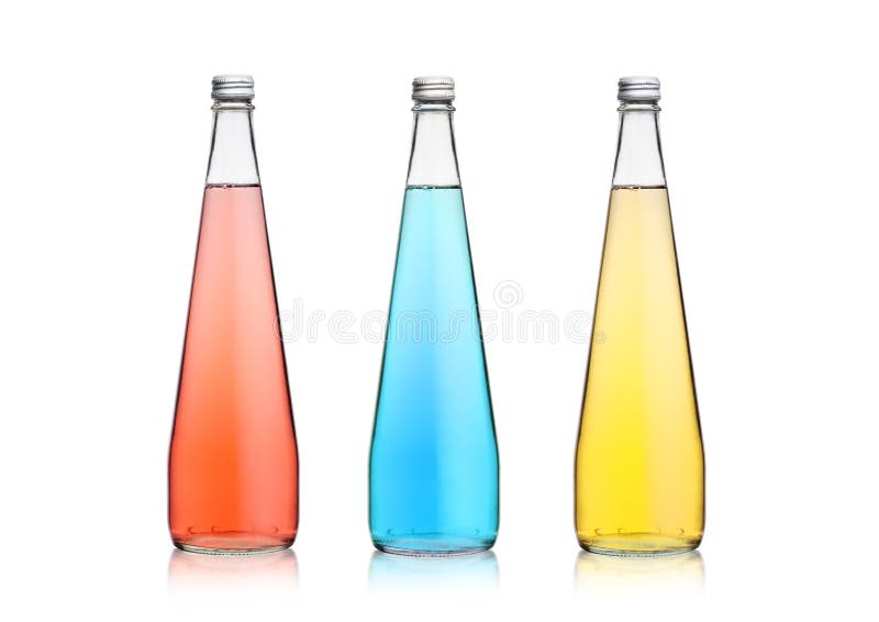 Glass bottles of sparkling pink blue soda lemonade royalty free stock image Glass bottles of sparkling pink blue soda lemonade royalty free stock image