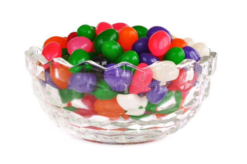 Glass Bowl Full of Colorful Jelly Beans Stock Photo Image of color