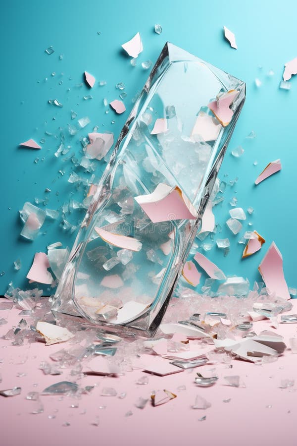Glass Breaking Pieces on Black Shallow DOF Stock Illustration