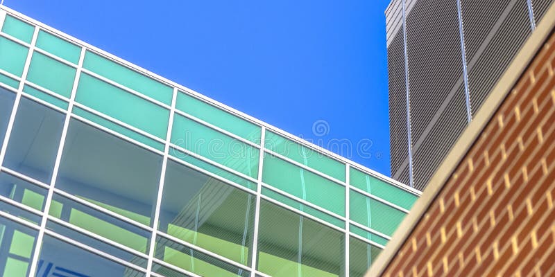 Glass and brick building in sunny Salt Lake City stock photos Glass and brick building in sunny Salt Lake City stock photos
