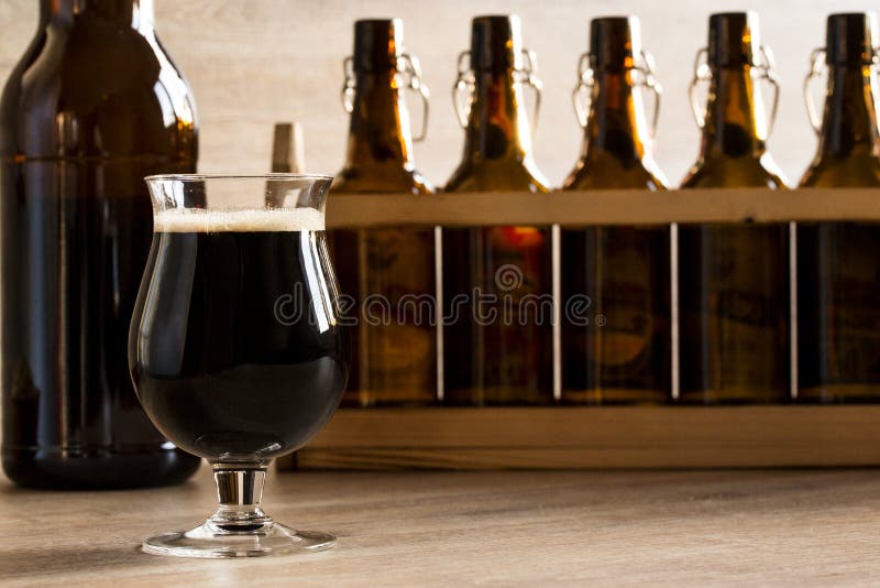 Glass Mug with Brown Ale and Dried Fish Stock Photo Image of single