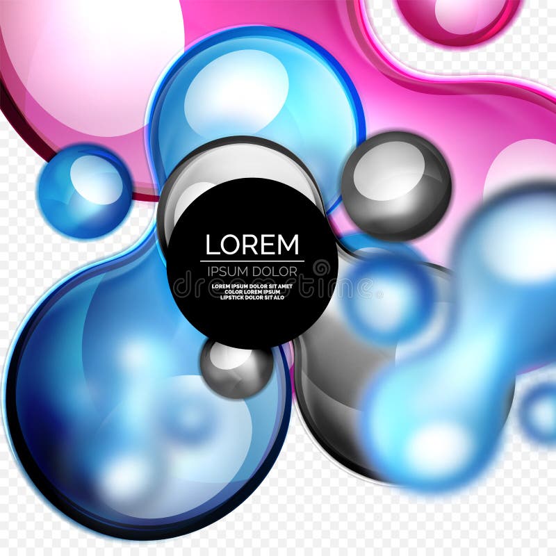 Glass bubbles on grey, modern techno liquid design