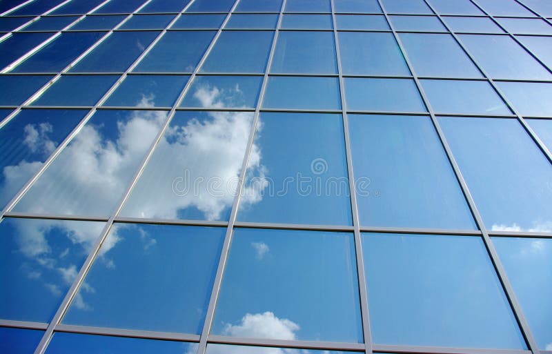 Glass building with sky and clouds reflection. Window color reflection background stock images, royalty-free photos and pictures