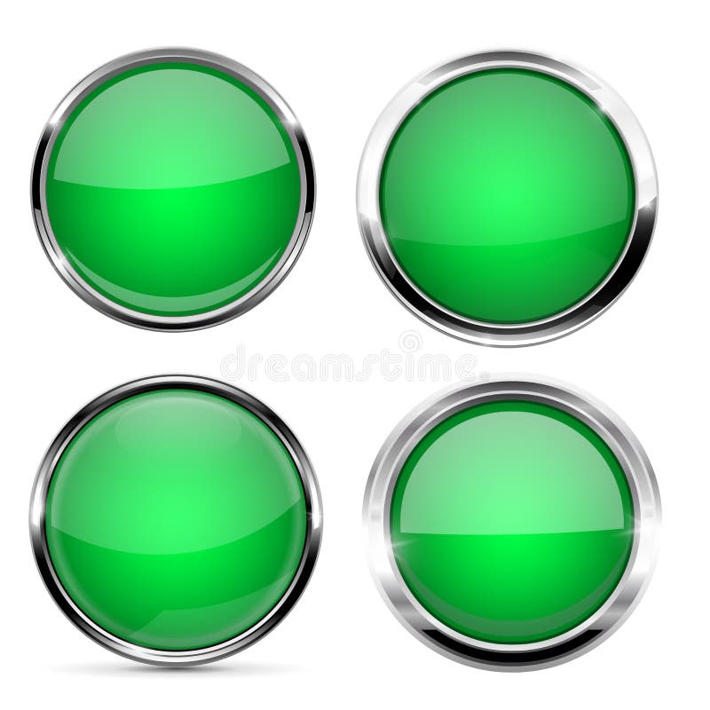 Chrome Easy Button Green Stock Vector