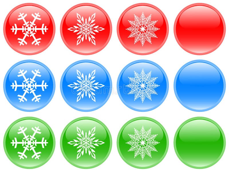 Glass buttons with snowflakes