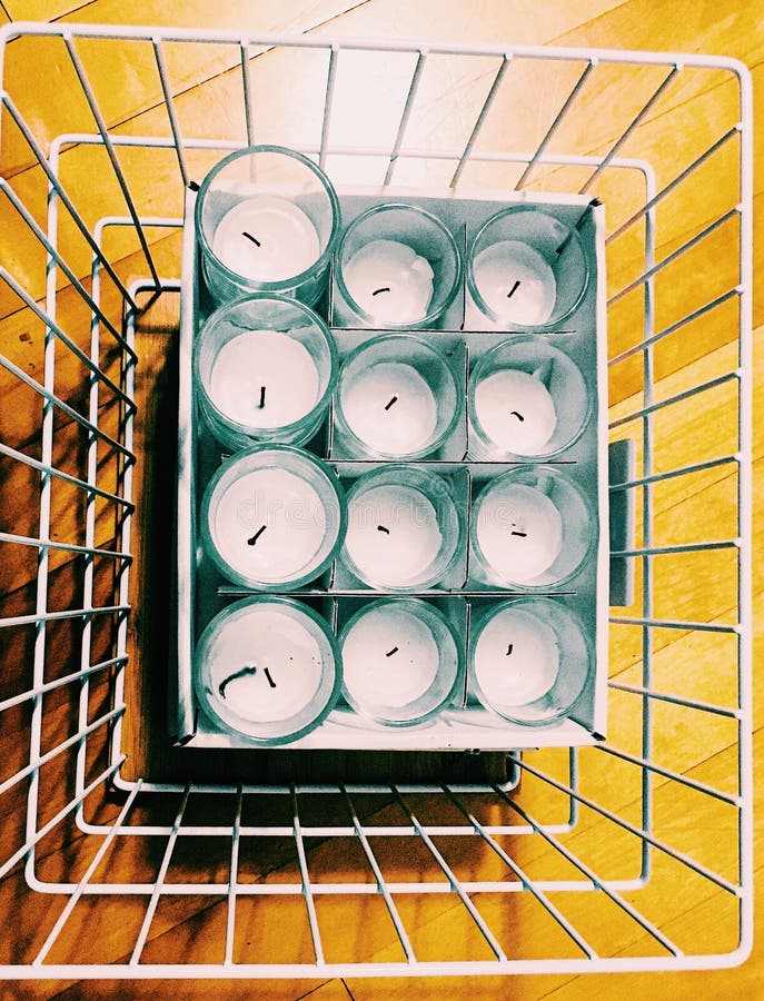 Glass Candles in a Metal Basket Stock Image Image of glass, candles