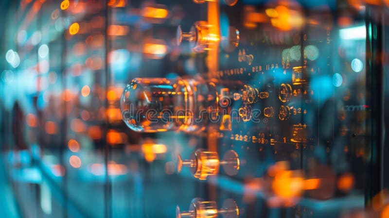 A glass case displaying physical examples of quantum encryption keys highlighting their unique properties royalty free stock images