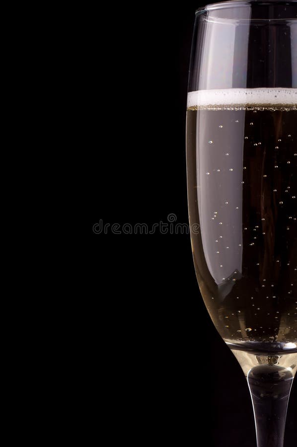 A Glass Of Champagne On Black Background Stock Photo Image of drink