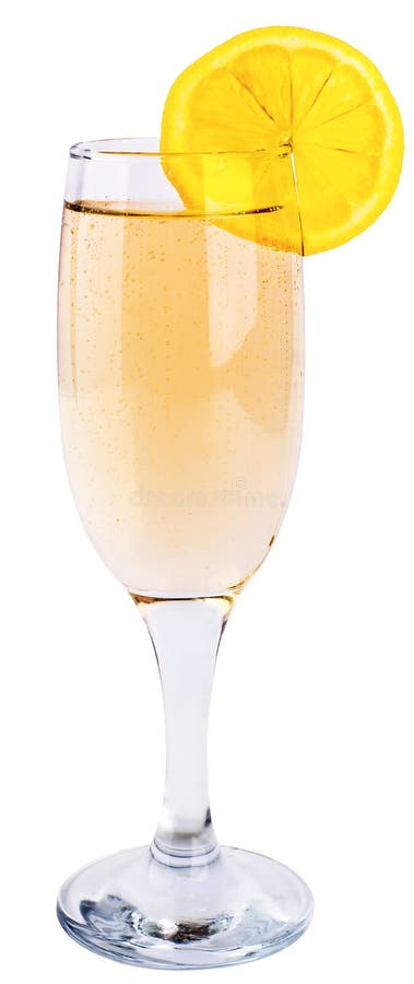 Glass of champagne with lemon slice