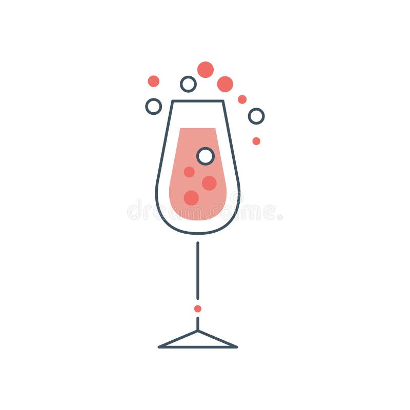 Glass of champagne or sparkling wine with bubbles.