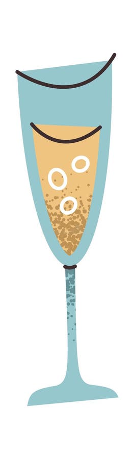 Glass of champagne sticker design stock illustration