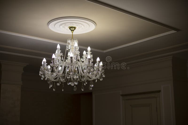 Glass Chandelier. Ceiling Light Source Stock Image Image of