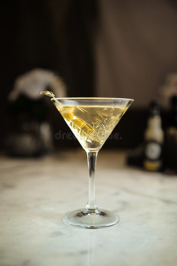 Glass of Classic Martini Cocktail with Olives Stock Photo Image of