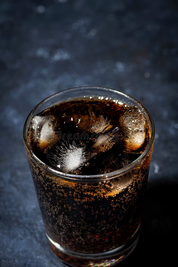 Glass Of Coca Cola With Ice On A Dark Background, Top View Stock Image - Image of cocacola, food