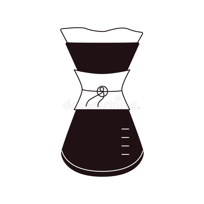 Glass coffeemaker. Modern coffee brewing equipment, drip maker percolator pot for alternative filter coffee brewing, barista tool vector illustration