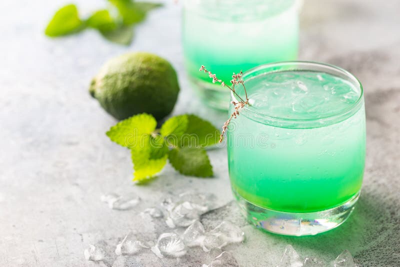Glass of cold mint drink stock photo. Image of beverage 208930102