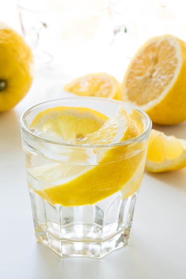 Glass of cold water with lemon royalty free stock image Glass of cold water with lemon royalty free stock image