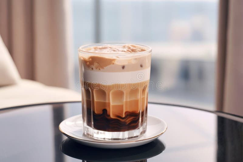 Glass of creamy latte, a delightful breakfast drink royalty free illustration