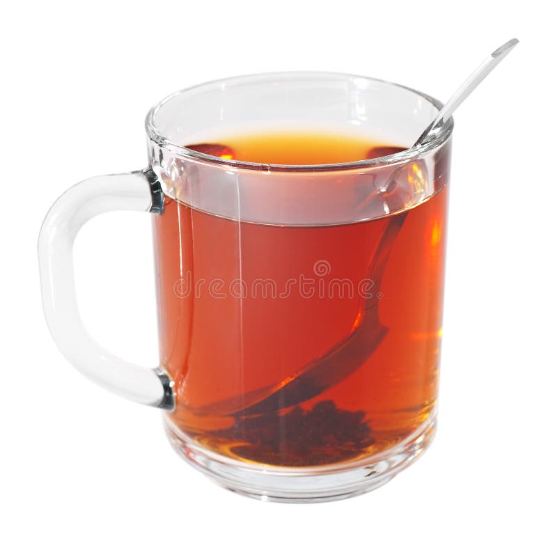 Glass Cup with Black Tea and Spoon Stock Photo Image of spoon