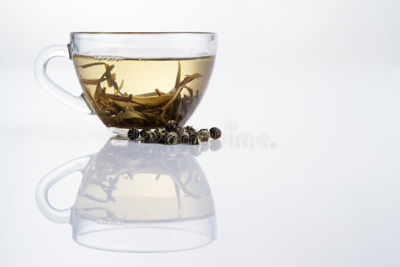 Glass cup of fresh white tea