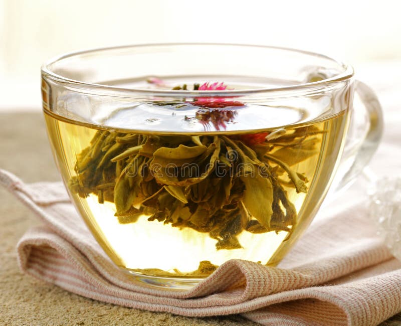 Glass cup with herbal tea stock image. Image of drink 50634965