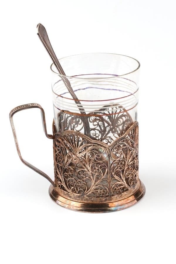 Glass of Tea in the Cup Holder Stock Image Image of food, cake 28945229