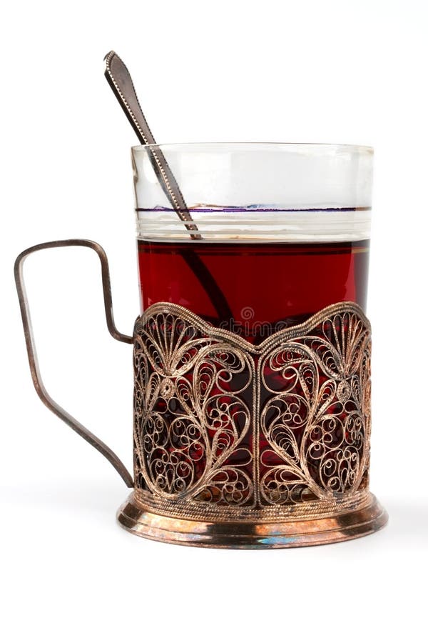 Glass of Tea in the Cup Holder Stock Image Image of food, cake 28945229