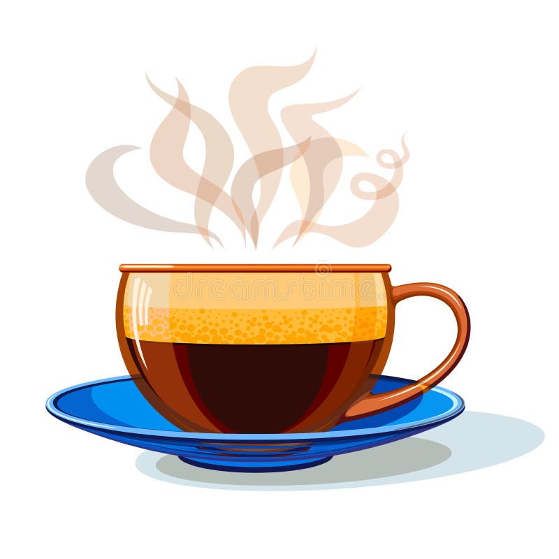 Glass cup with hot coffee stock vector. Illustration of cappuccino