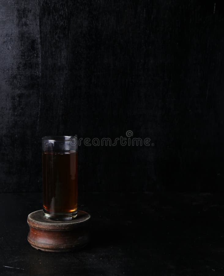 Glass Cup of Tea on Black Background Stock Image Image of painting