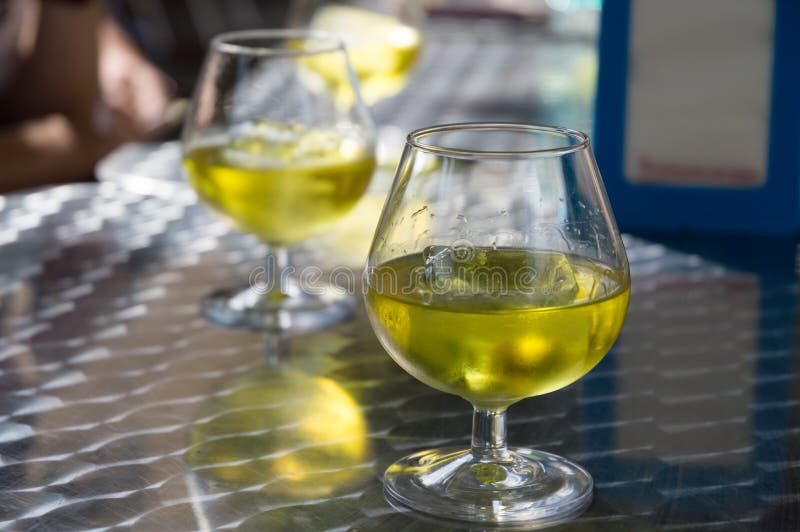 Glass Cups with Homemade Herb Marc Stock Image Image of glasses