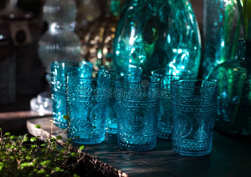 Glass Cups and Vases in the Sun Stock Image Image of light, empty