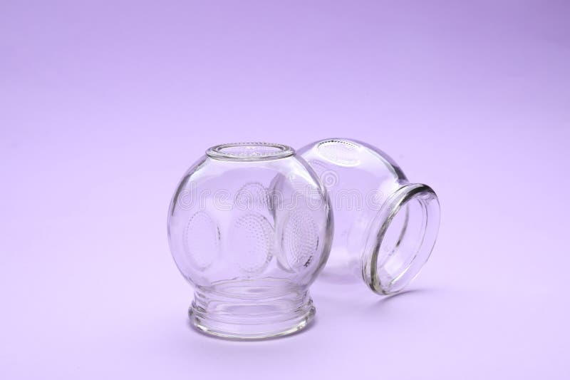 Glass Cups on Violet. Cupping Therapy Stock Photo Image of suction