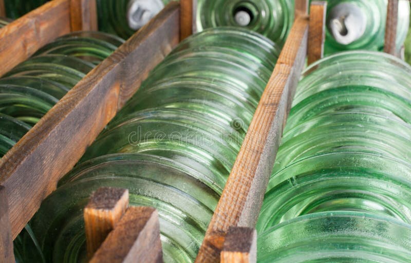 Glass disc insulators stock photo. Image of disc, distribution 263366826