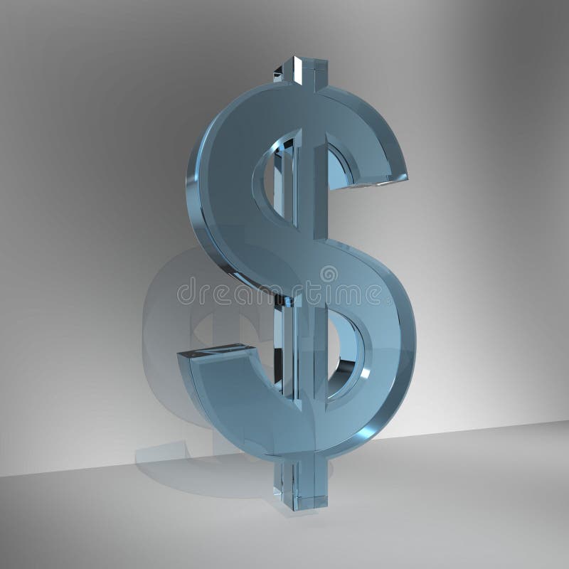 Glass Dollar Sign on White Background Stock Illustration Illustration