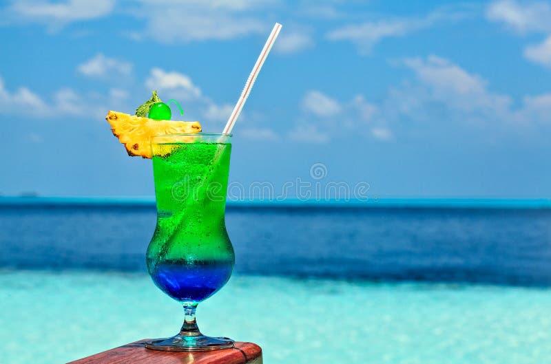 Glass of Drink is on a Beach Table Stock Image Image of glass