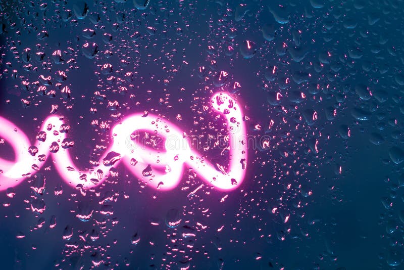 Glass with Drops and Neon Lines One Stock Photo Image of nature